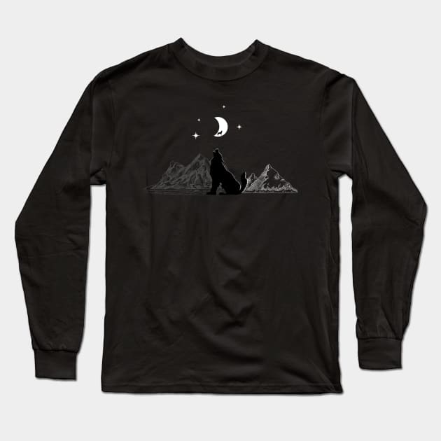 Howling at the moon Long Sleeve T-Shirt by Wolf Clothing Co